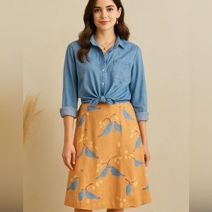 Anthropologie Meadow Rue “Plume” Linen A-Line Skirt